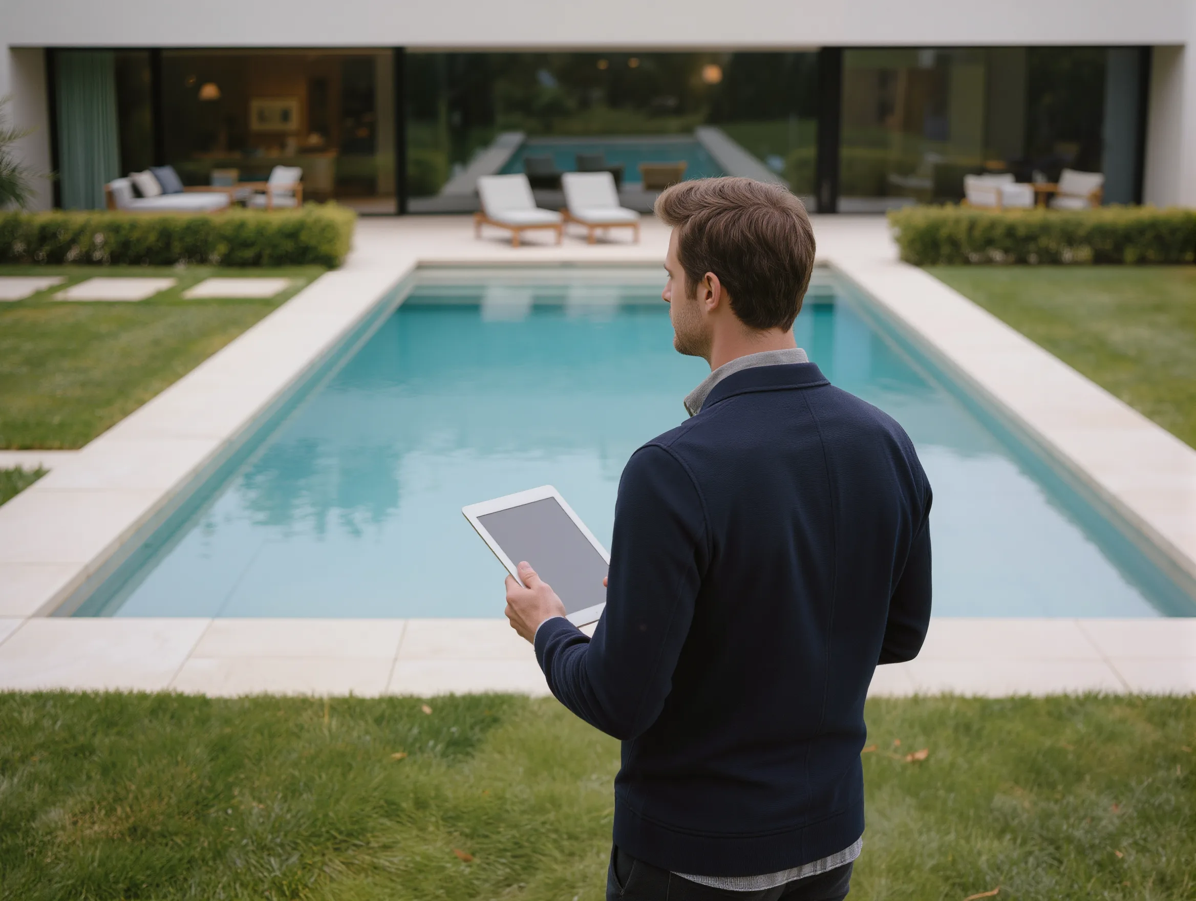 Architect Inspecting Pool